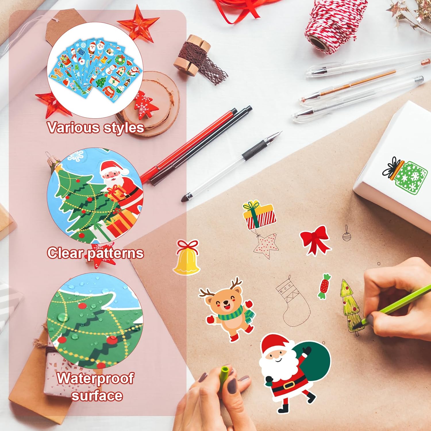 XIHIRCD 16 Pcs Christmas Stickers, Winter Holiday Stickers Christmas Stickers for Crafts Xmas Decoration Stickers for Christmas Party Gift Decoration (Style B)