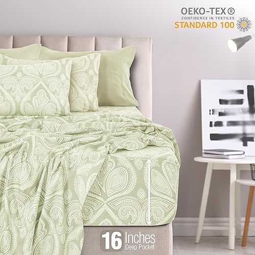 Miniatura 6 de LUX Décor - Juego de sábanas de microfibra ultrasuave de 6 piezas con sábana encimera, sábana bajera de 16 pulgadas de profundidad y 4 fundas de