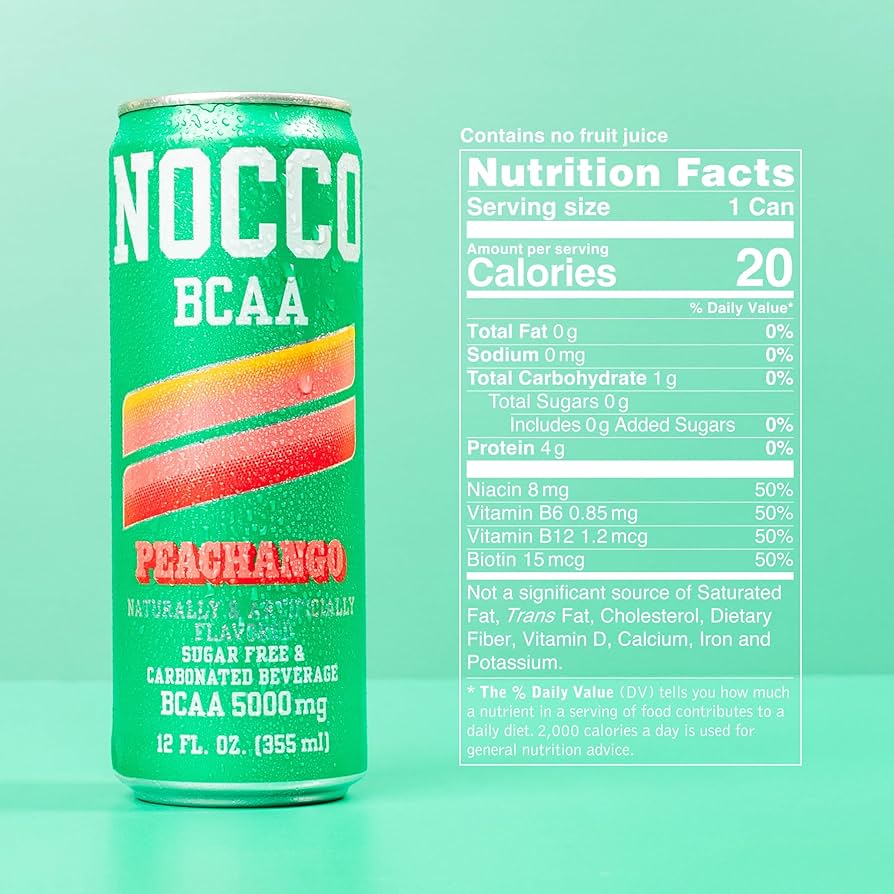 nocco❁ Amazon.com : NOCCO BCAA Energy Drink PEACHANGO - 12 Fl Oz