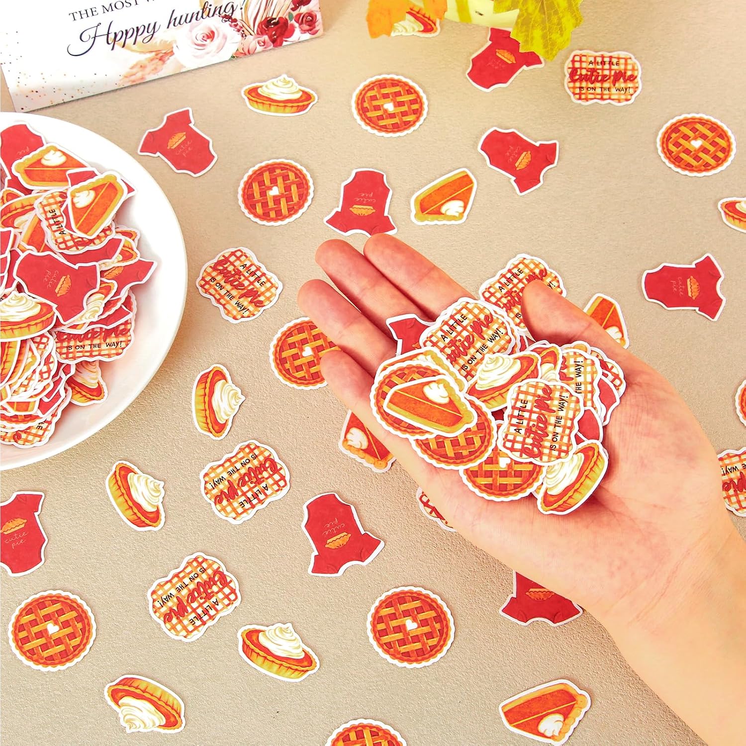 Whaline 300Pcs Fall Baby Shower Decoration Little Cutie Pie Table Confetti