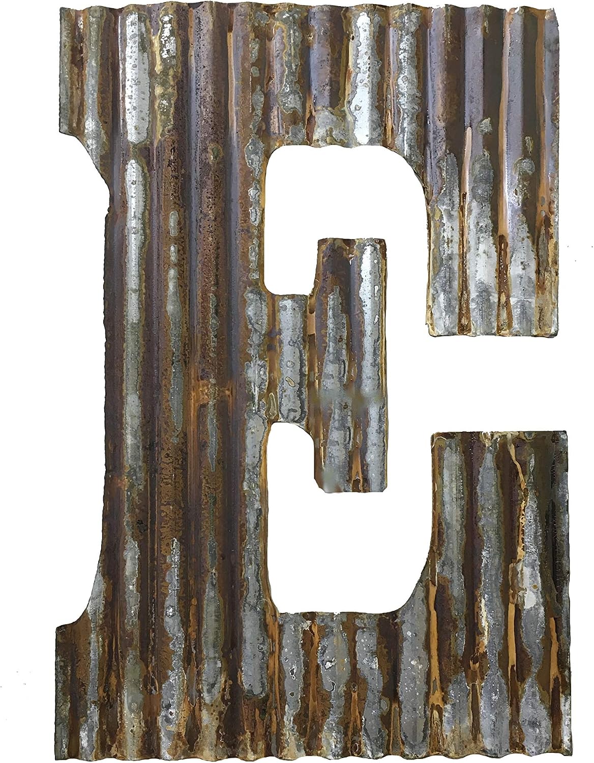 Farmhouse Rustic 24'' Wall Decor Corrugated Metal Letter E