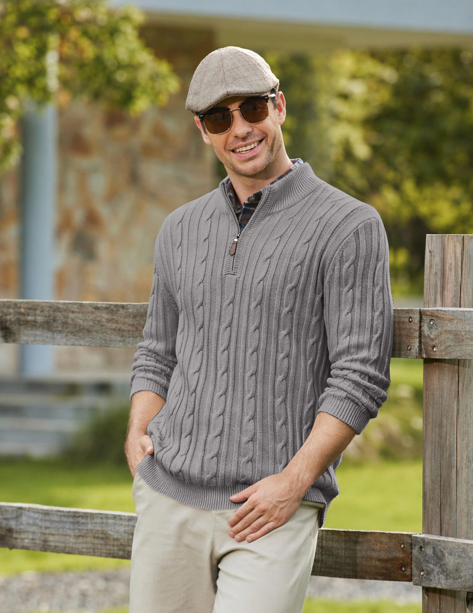 COOFANDY Maglione Uomo Collo Alto Maglioncino con Zip Elegante Maglia | Maglione Dolcevita Uomo, Maglia Mezza Zip, Stile Casual, Abbigliamento Da Lavoro