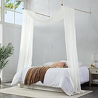 Vista 3 de Warm Home Designs Bufanda transparente de 30 pies de largo color beige claro para ventana. Estas bufandas de ventana de longitud XXL con cenefa