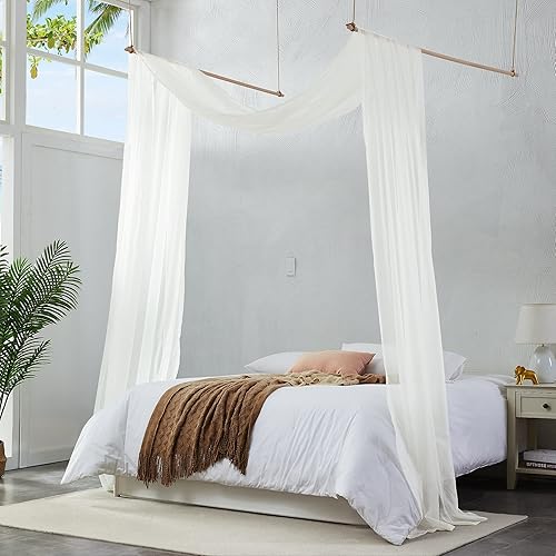 Miniatura 3 de Warm Home Designs Bufanda transparente de 30 pies de largo color beige claro para ventana. Estas bufandas de ventana de longitud XXL con cenefa de