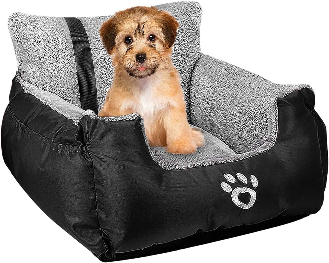 fristone-dog-car-seat-dog-booster-car-seat-travel-carrier-with-clip-on-safety-leash-and-storage-pocket-dog-seat-for-puppy-small-pet-comfortable-and-anti-slip-black