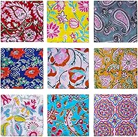 Vista 8 de DIYANAIMPEX 10 piezas de servilletas de tela de algodón con estampado de bloque manual hecho a mano de 16x16 pulgadas, servilletas de cena impresas