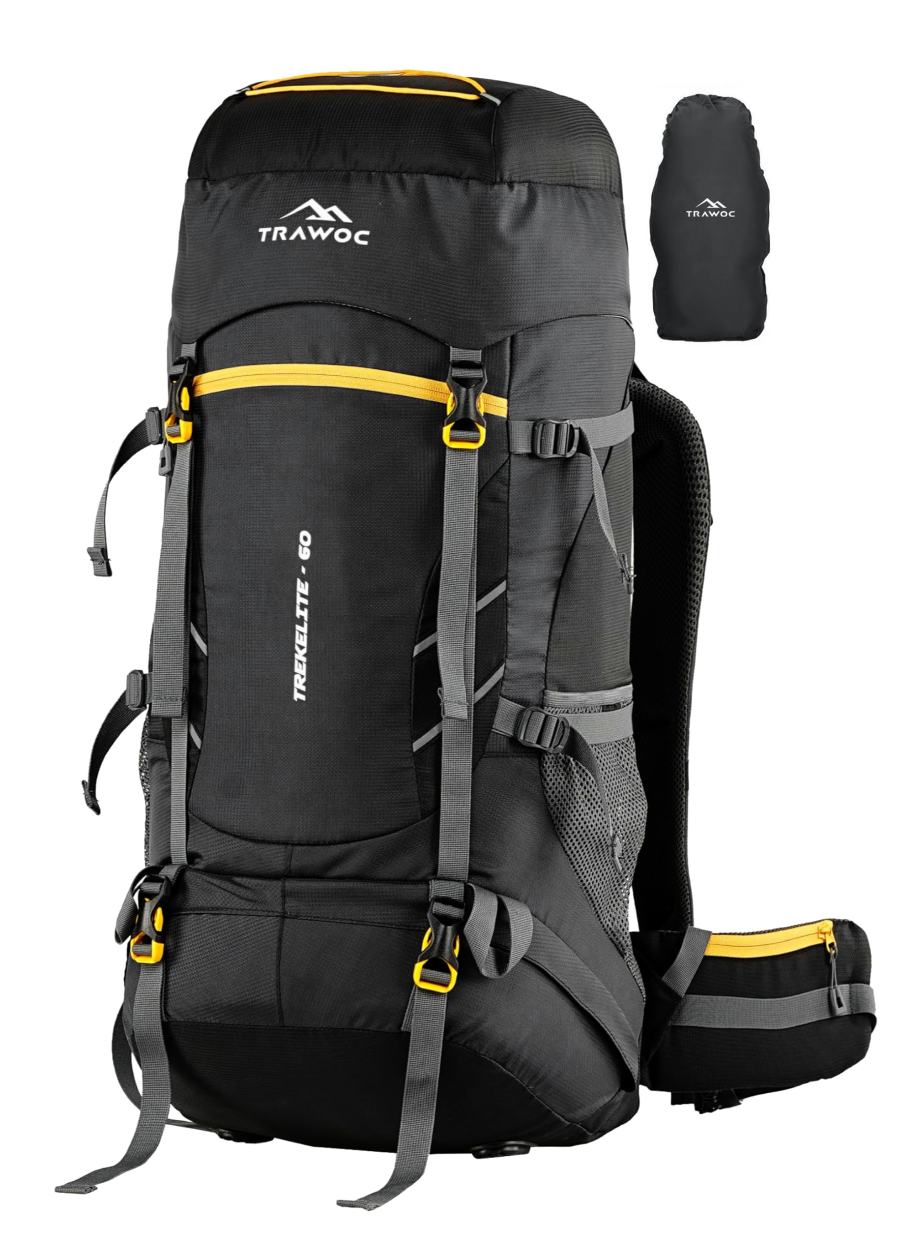 TRAWOC TREKELITE 60L Travel Backpack Hiking Trekking Bag Camping Rucksack for Men & Women with Water Proof Rain Cover/Shoe Compartment MHK004, 3 Year Warranty-image-31