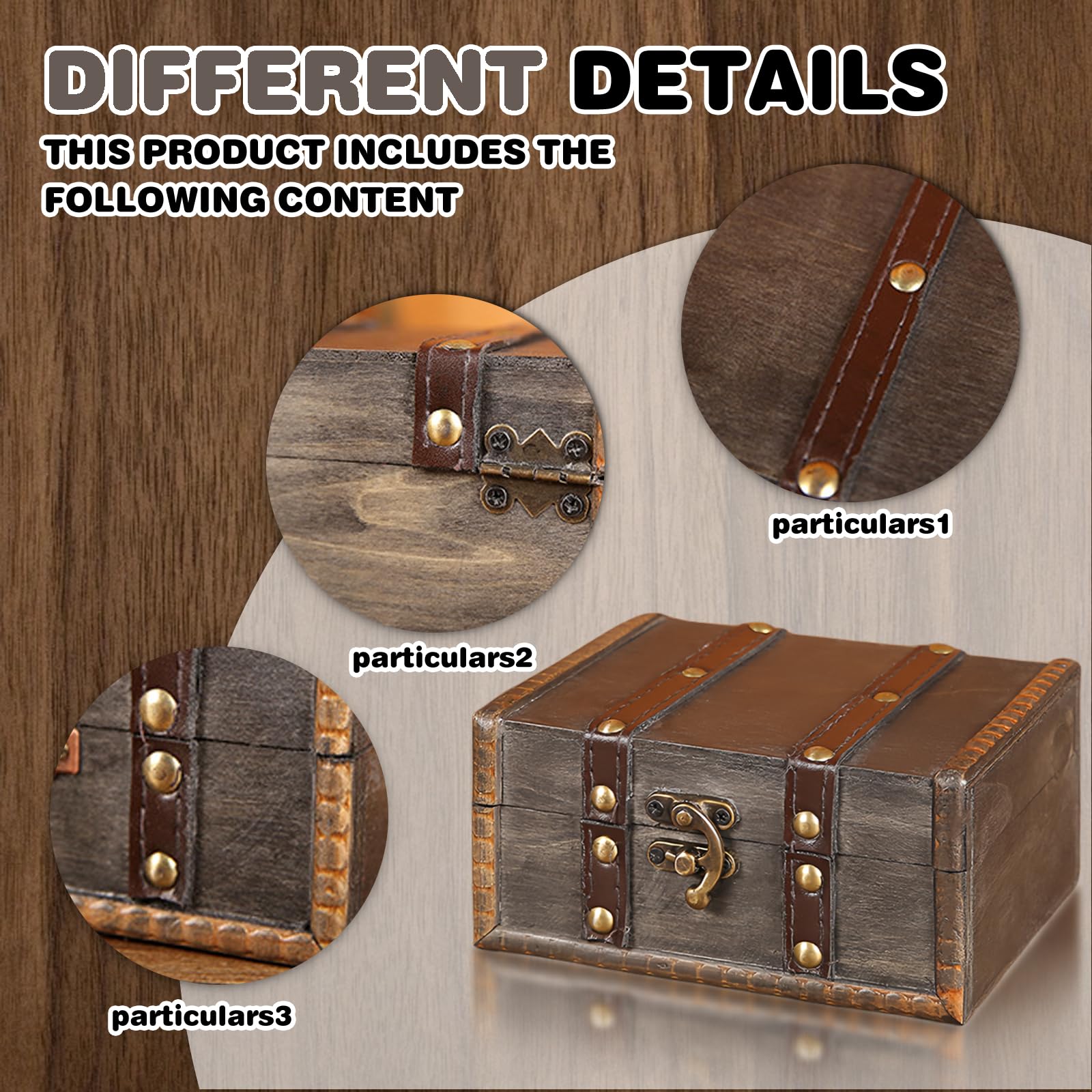 Coffre Au Trésor En Bois Vintage Avec Serrure à Combinaison - 23,5x16x9,5cm - Boîte à Bijoux, Cadeau Enfant