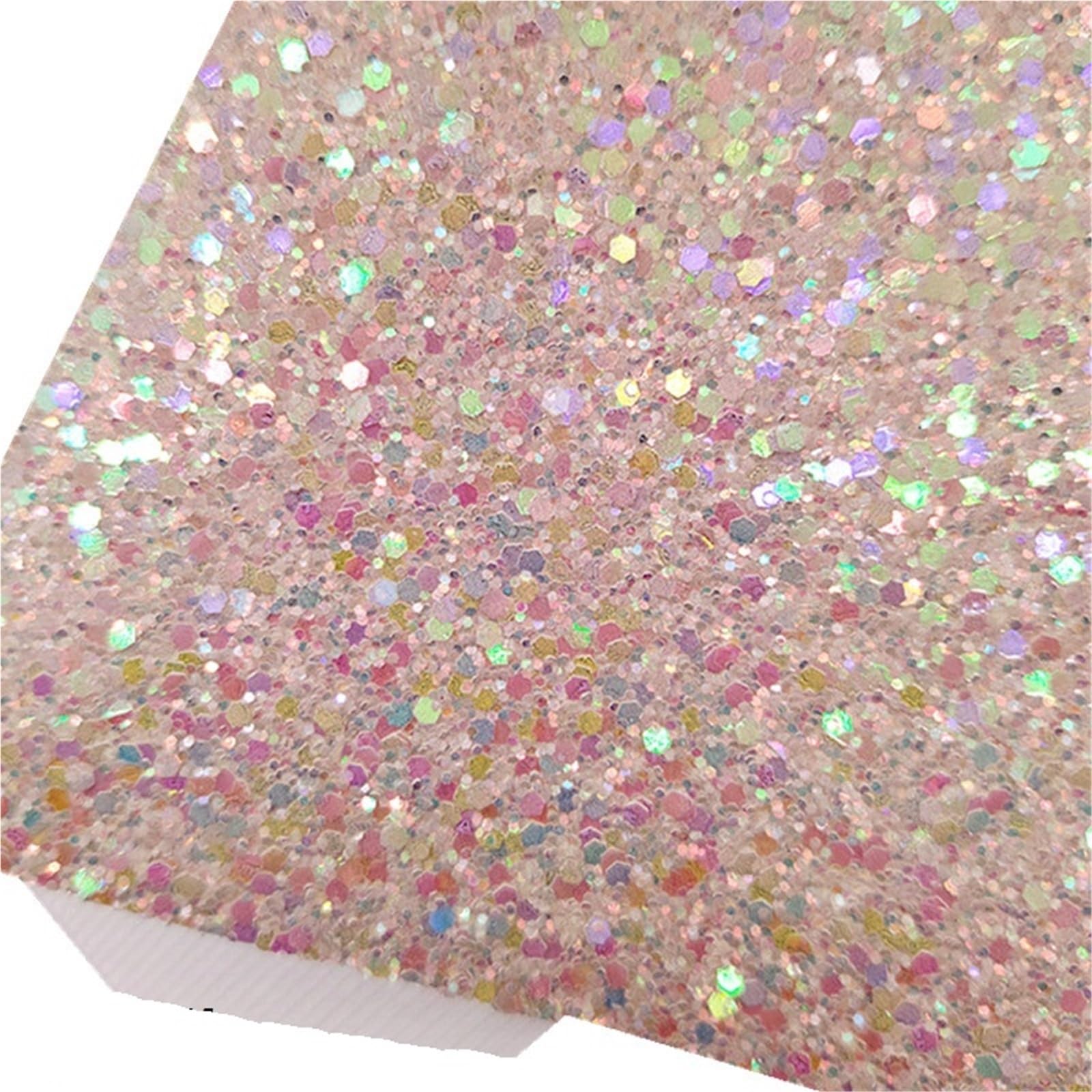 Sparkle PU Leather Fabric Mini Rolls 30x134cm Chunky Glitter Leather Fabric Felt Backing Synthetic for Bows Craft DIY