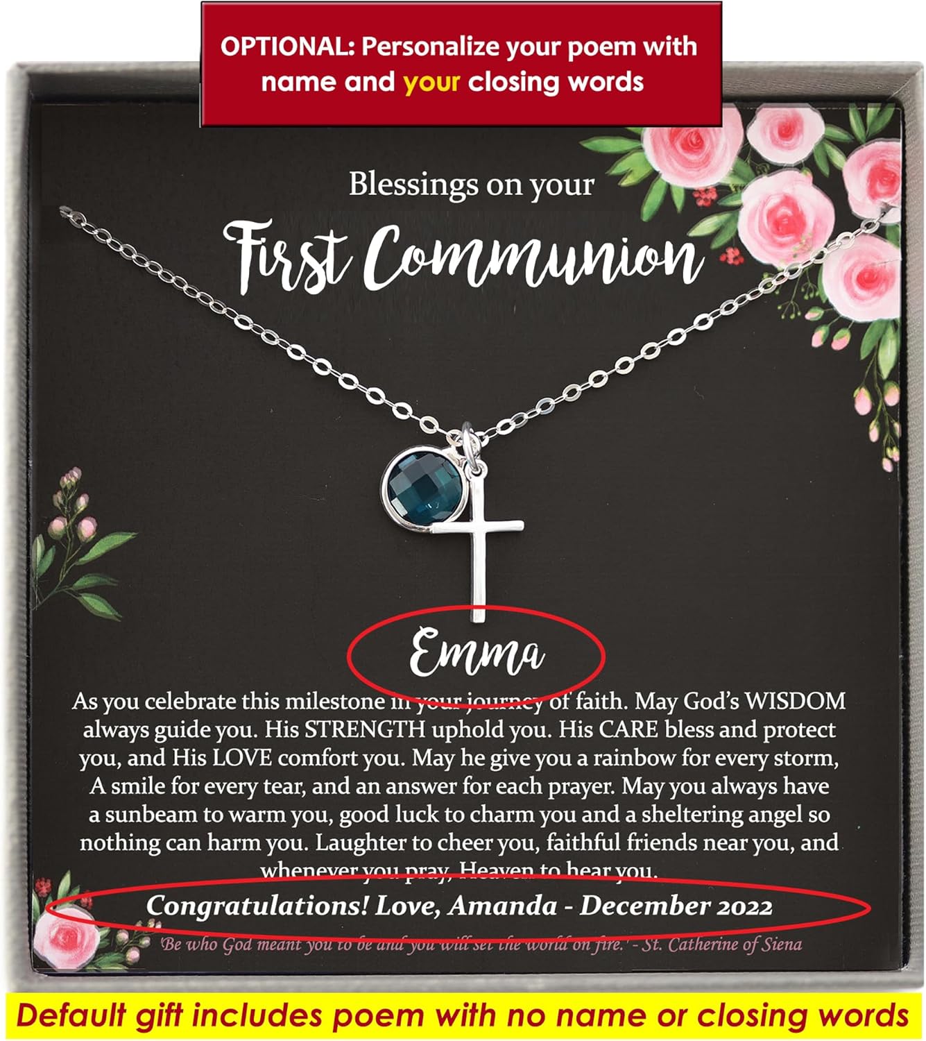 Be Wished First Communion Gifts for, Dainty Handmade Necklace with Meaningful Message, Ready to Give Jewelry