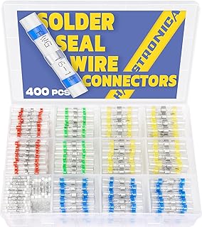 haisstronica 400PCS Solder Seal Wire Connectors Kit,26-10 Gauge Marine Grade Heat Shrink Wire Connectors,Waterproof Butt Connectors,Butt Splice Eletrical Wire Connectors Kit(5Colors/5Sizes)