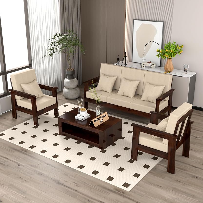 Muraraka art Sheesham Wooden 5 Seater Sofa