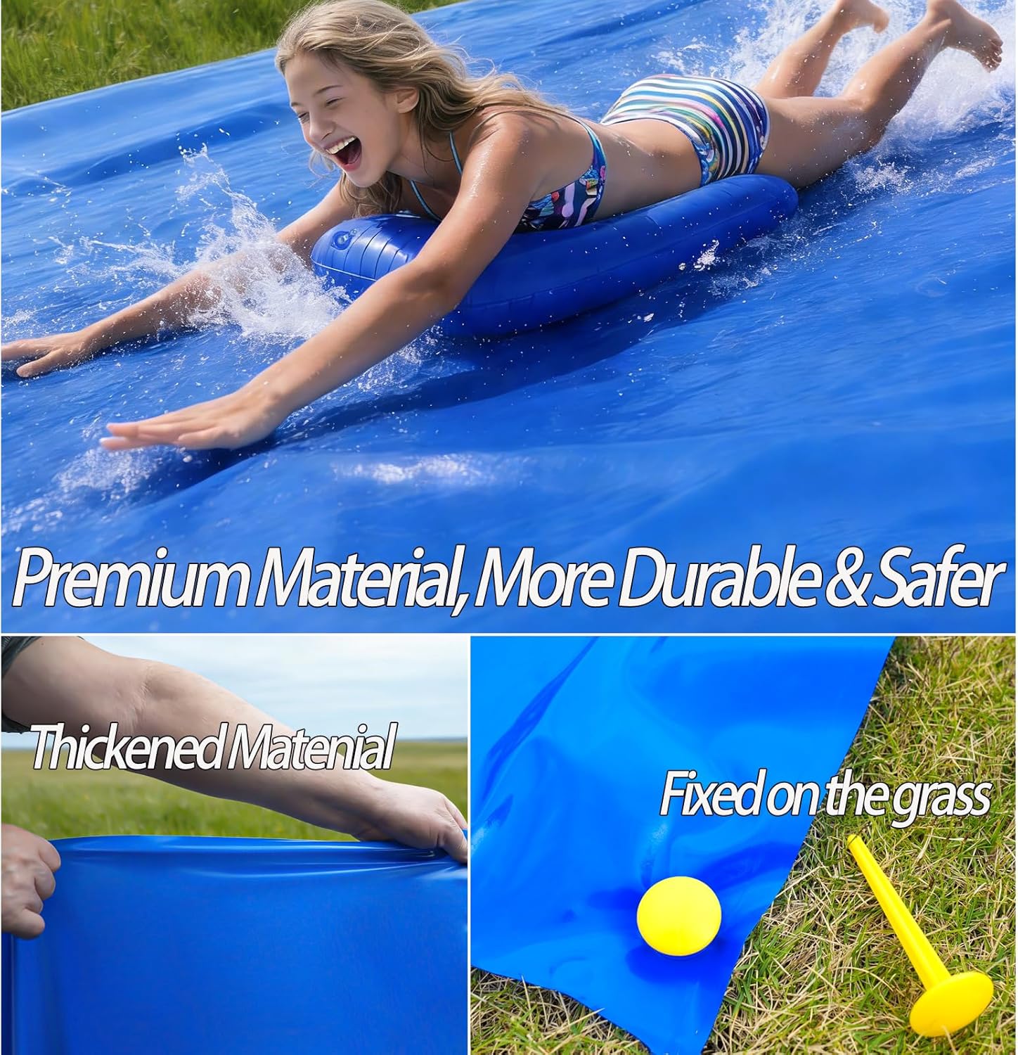 30 x 7.2 Ft Slip and Slide for Adults with 2 Bodyboards, Extra Long Heavy Duty Slip n Slide Backyard, Lawn Big Water Slide Tarp for Adults