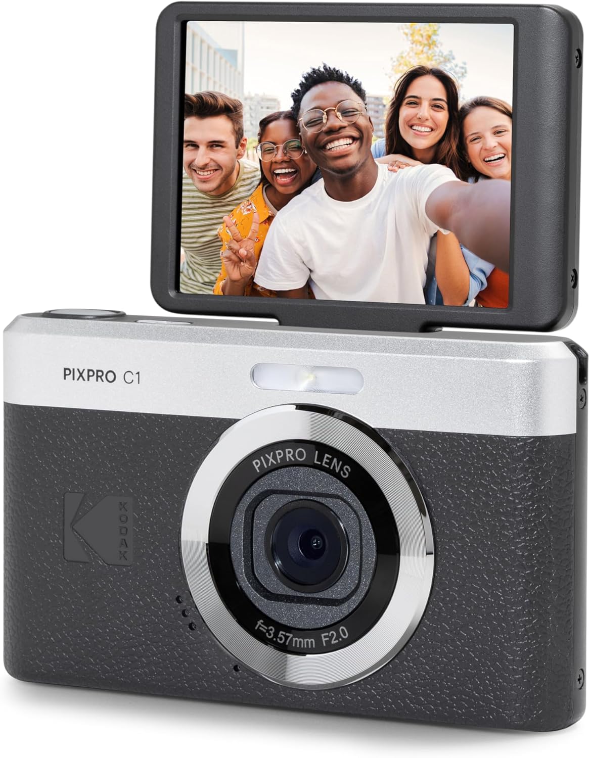 KODAK Pixpro C1 Ultra Compact Digital Camera | 13MP BSI CMOS, 4X Zoom, 2.8″ LCD Display, LED Flash, Built-in Battery – Black