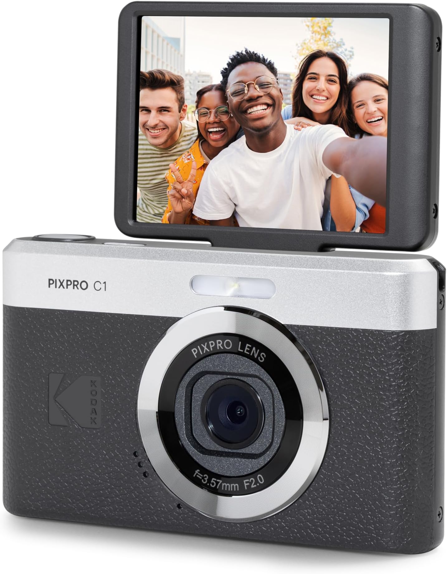 Kodak PIXPRO C1 Digital Camera, 13MP Compact Point & Shoot with 4X Digital Zoom, 26mm f/2.0 Wide Angle, 180 Degree Flip Screen, 1080p HD Video, Black