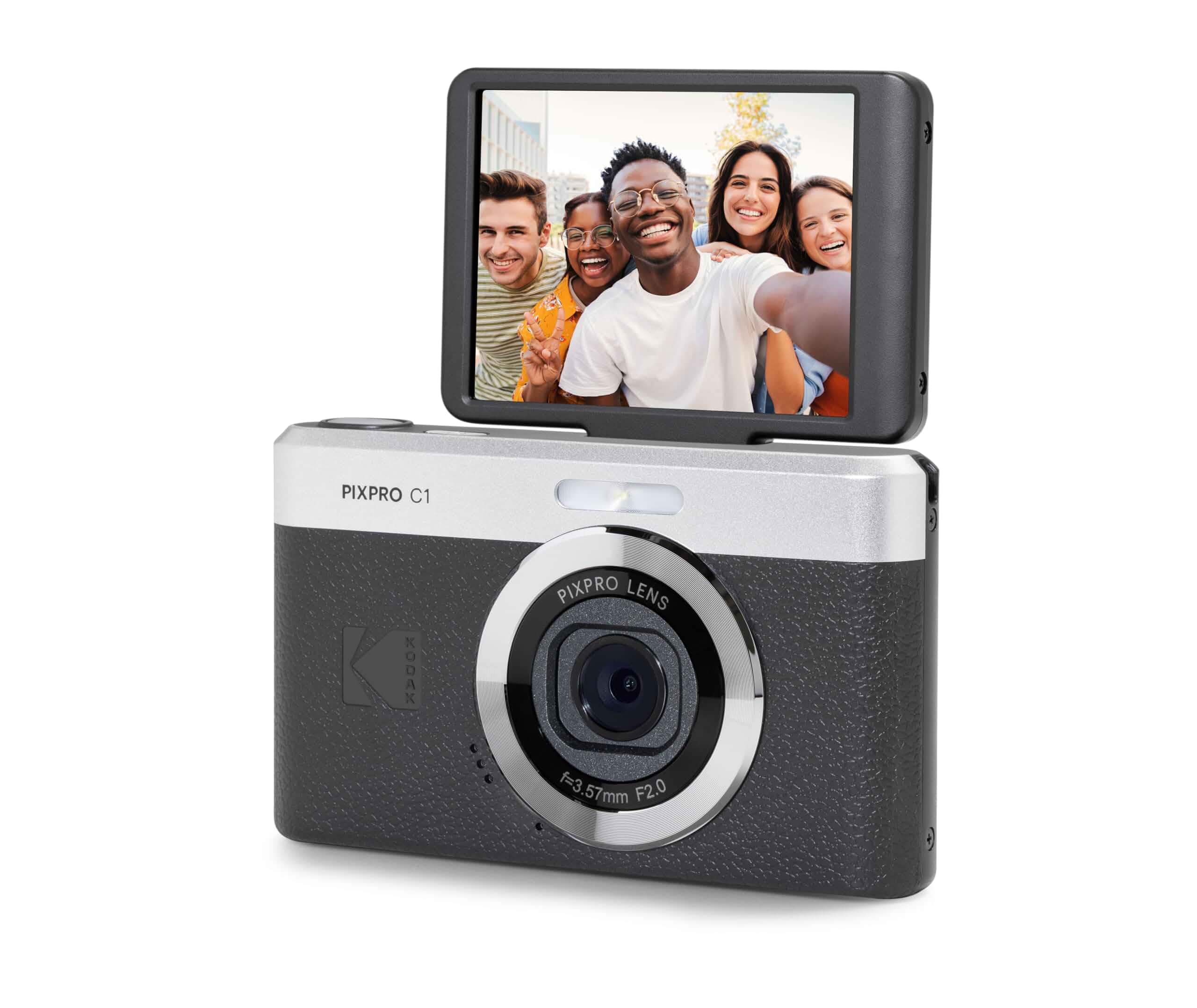 Kodak PIXPRO C1 Digital Camera, 13MP Compact Point & Shoot (Black) 1080p HD Video, 4X Optical Zoom, 180 Degree Flip Screen