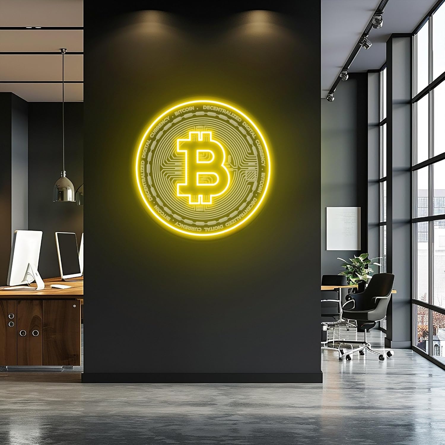 Bitcoin LED 3D Engraved Neon Sign USB Adjustable Brightness Living Room Bars Barbers Pub Wedding Party Salon Club Gatherings Gaming Room Man Cave Halloween Christmas Birthday Art Wall Decor