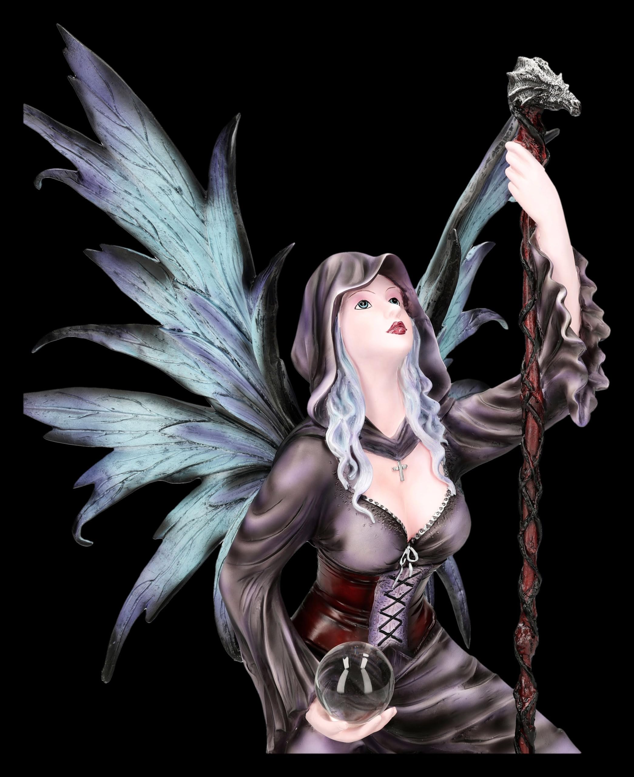 Figuren Shop GmbH Figura dell'elfo - Aeraluna, fata magica dell'aria, decorazione fantasy dipinta a mano (38,5 cm) - Tales of Aurelion Collection - Idea regalo per gli appassionati di magia dell'aria