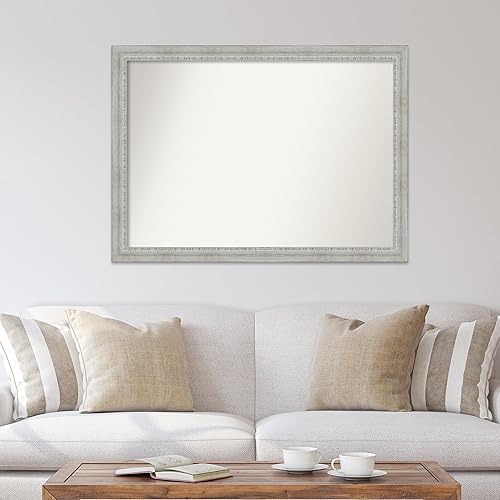 Miniatura 4 de Amanti Art Espejo de baño blanco para sobre fregadero, 36 x 49 pulgadas, espejo de tocador rectangular de lavado blanco rústico, marco de madera