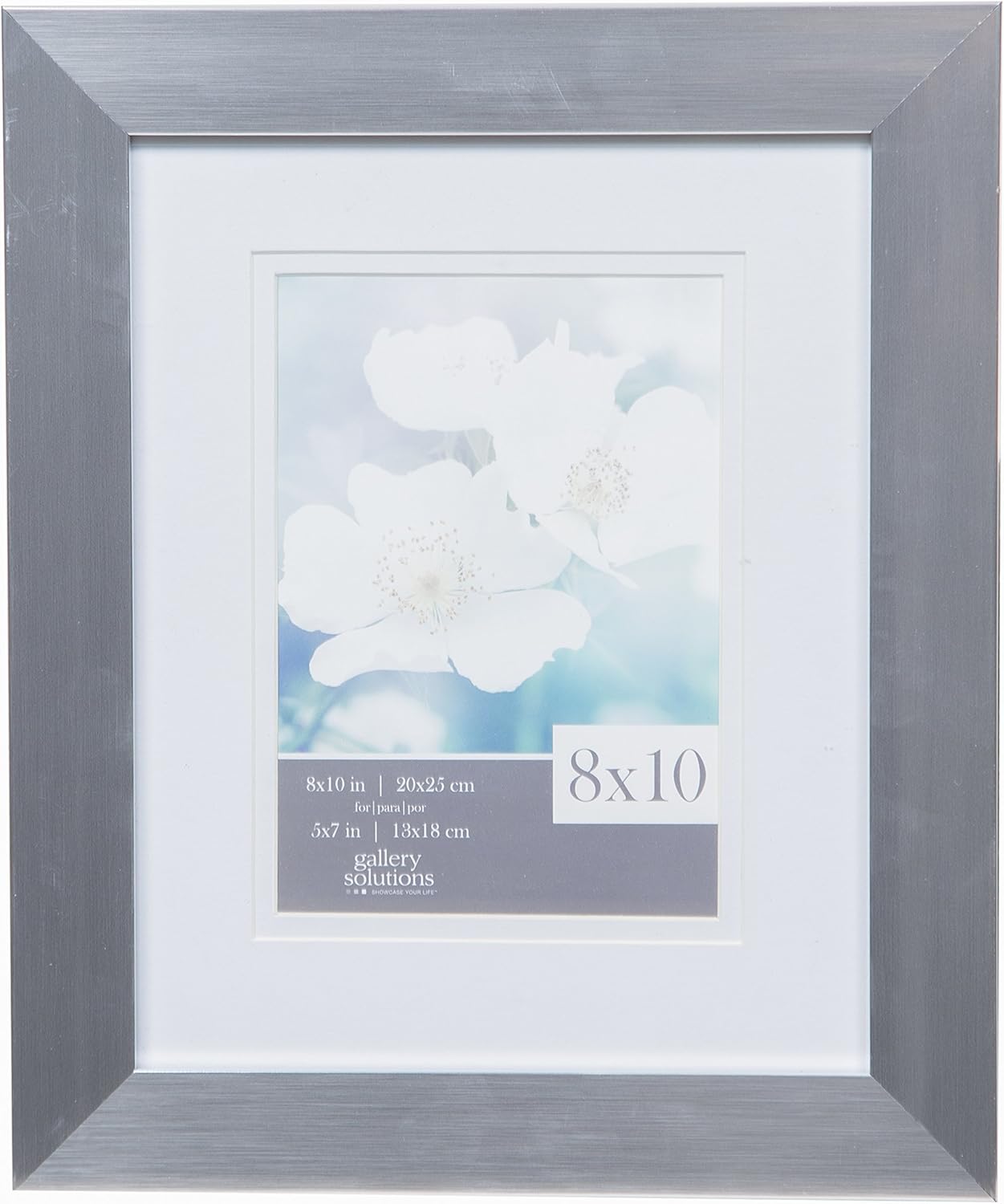 Gallery Solutions 17FW1367 8X10 Wide Brushed Frame, Matted to 5X7 Silver
