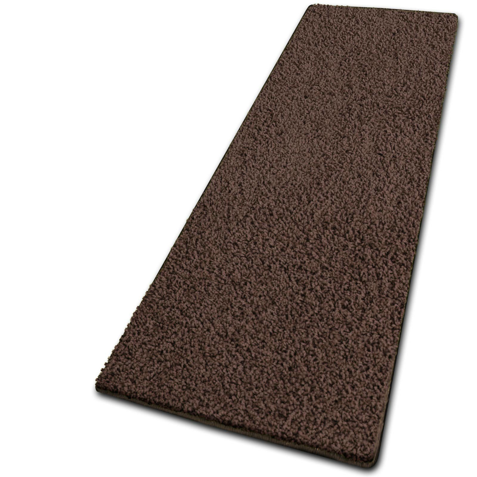 casa pura Tapis de Couloir Tapis Shaggy | Tapis Poil Long | Fabriqué en Allemagne | Accueil, Tapis de Passage | Tailles et Couleurs au Choix | Barcelona, 100x350cm - Marron foncé