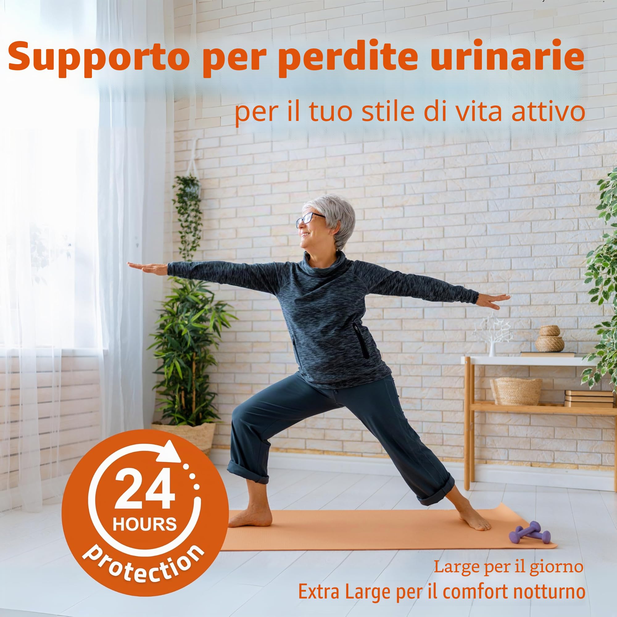 Assorbenti igienici lavabili per perdite urinarie con stampa antiscivolo (L+XL, x6); in cotone bio, lavabili ad alta T°; protezione l'incontinenza riutilizzabile, assorbenza rapida & controllo odori
