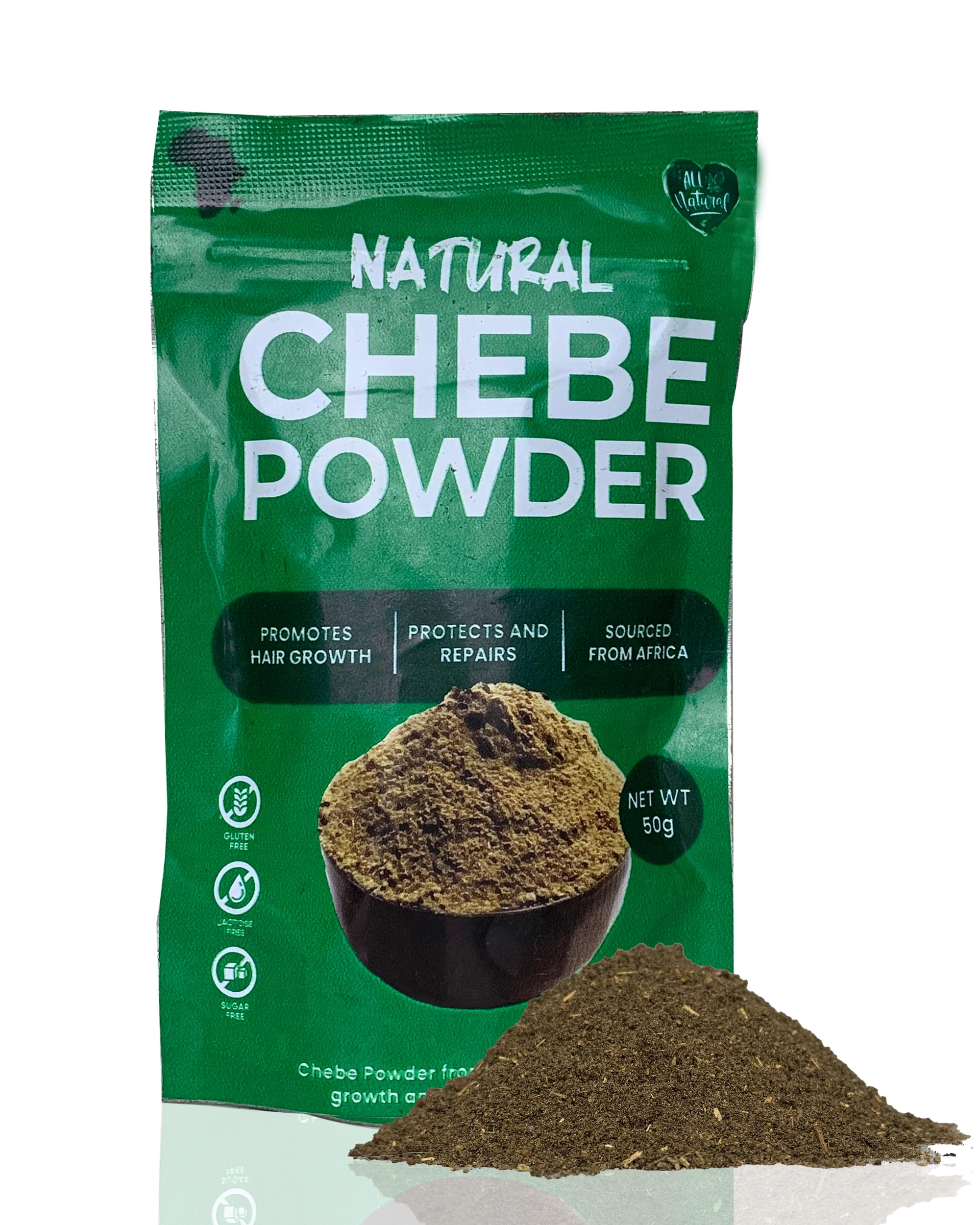Natural Chebe Powder from Africa - Herbal Ingredients for Hair Growth - Strengthen, Moisturizes & Protect Damaged Hair. 50g Traditional Powder by