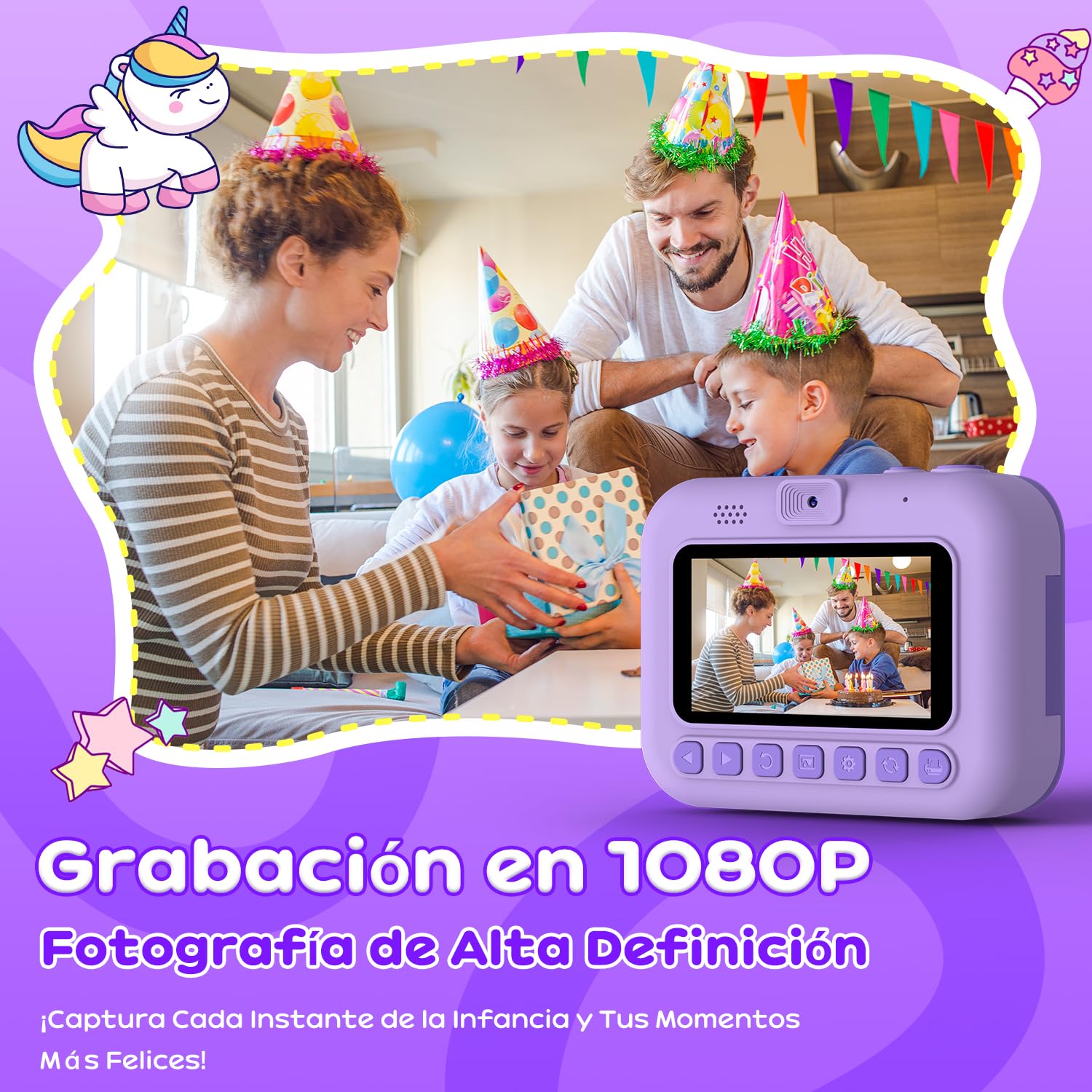 Camara Fotos Infantil Instantanea, 20MP con Pantalla HD De 3.0'', Cámara Fotos Infantil con Tarjeta 32GB y 5 Rolls de Papel, Cámara Instantánea, para niños de 12 años 03