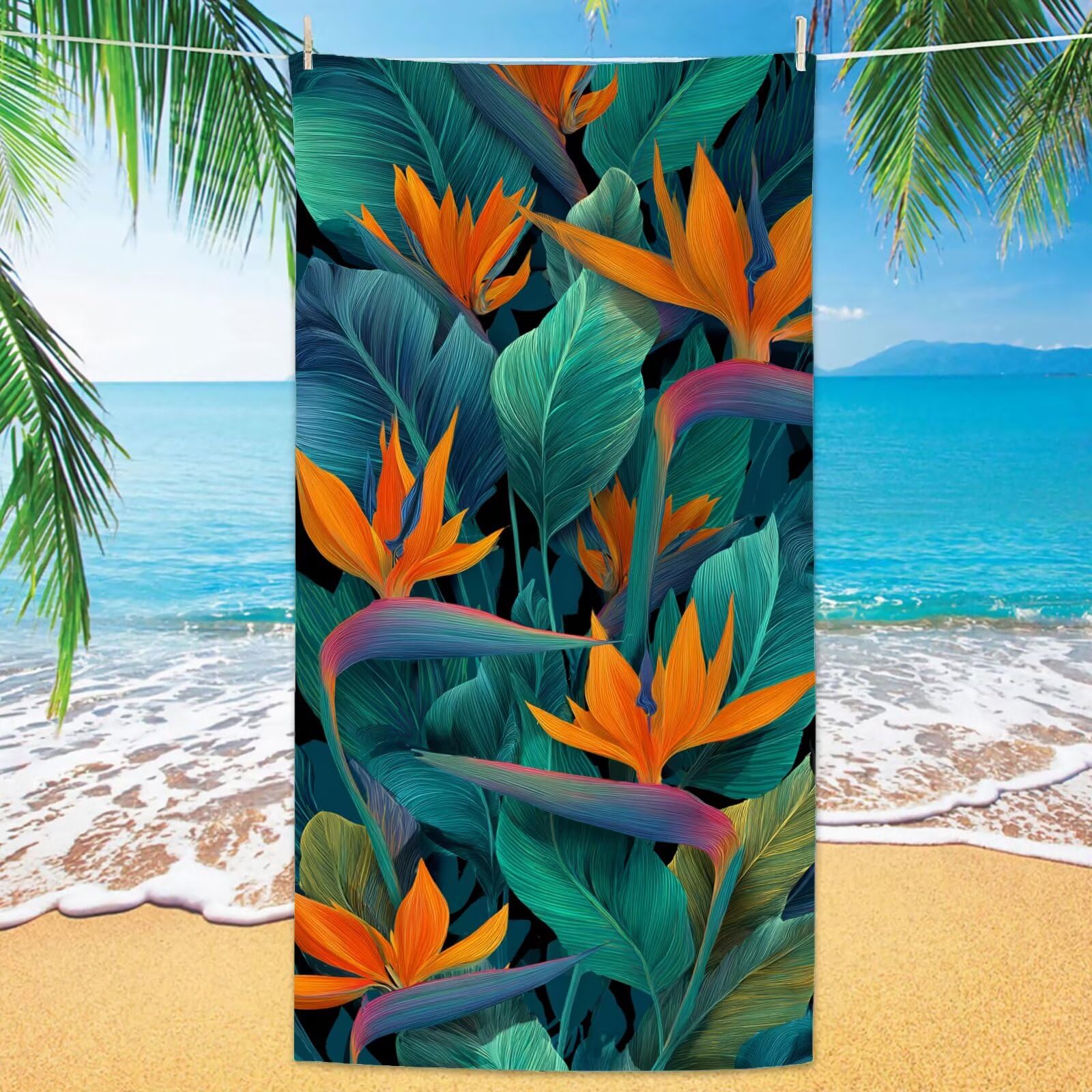 2 duże rozmiary, 100 x 220 cm, zielony, szybkoschnący ręcznik z mikrofibry, bez piasku i plażowy, lekki podróżny, kompaktowy ręcznik kempingowy z torbą do przechowywania, chłonny, dla kobiet, mężczyzn