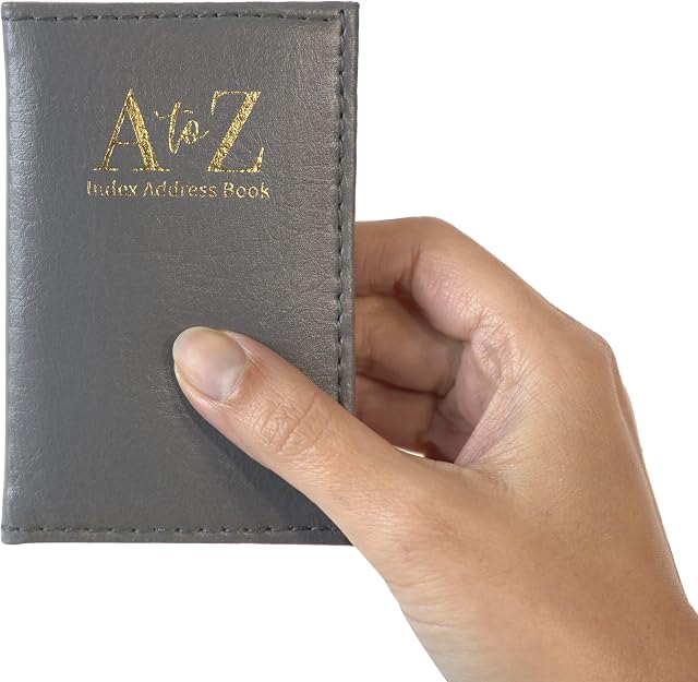Index Address Book Leather Look Cover Executive Padded Small Sizes Notebook A-Z (Gray)