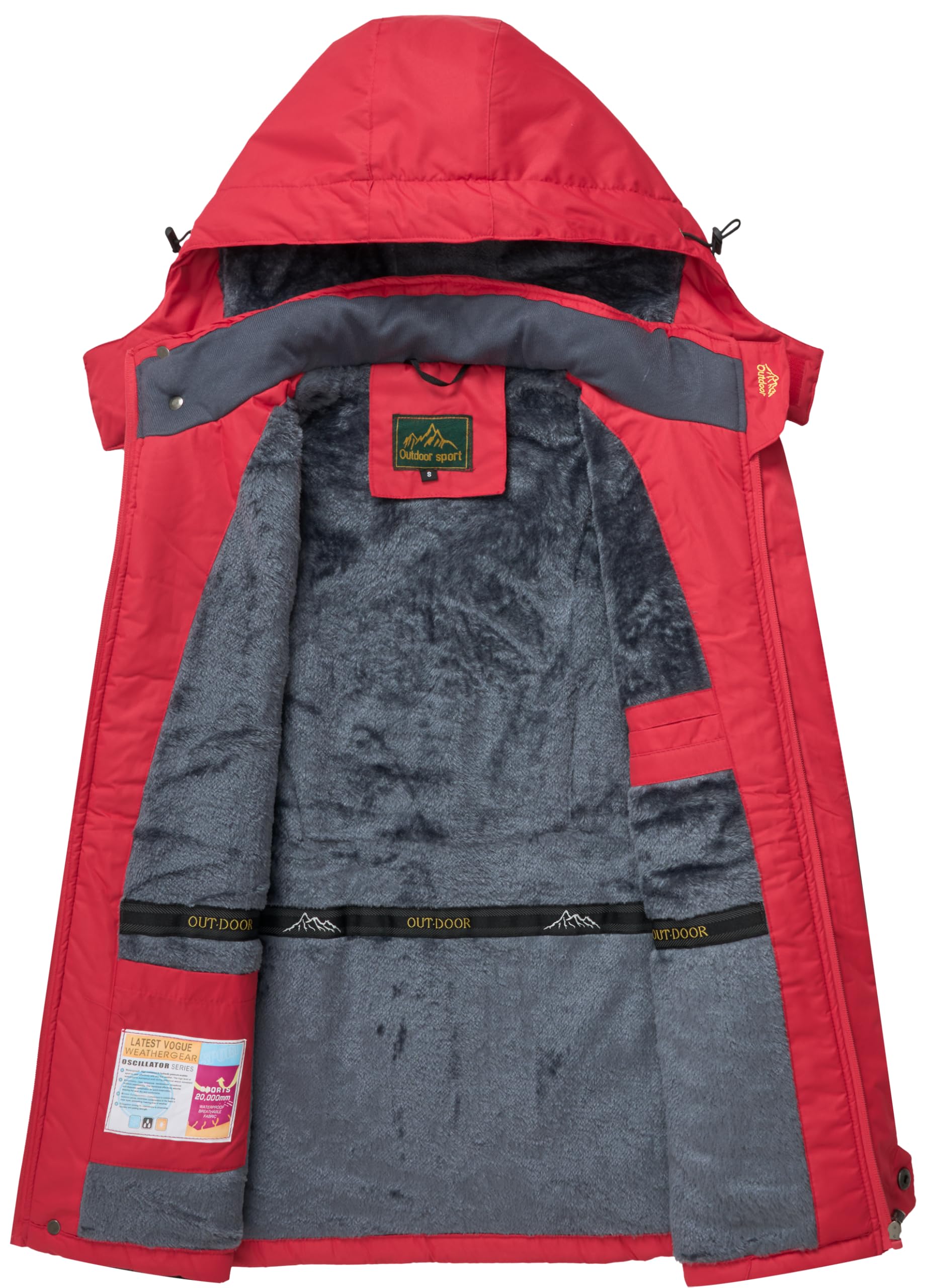 Chaqueta de esquí de invierno para hombre, cálida, impermeable, forro polar, abrigo de nieve con capucha, resistente al viento, impermeable de montaña