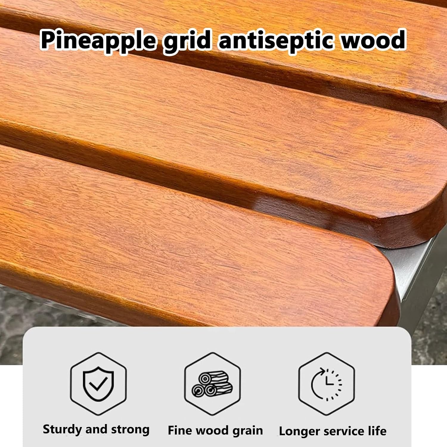 Garden Bench, Outdoor Bench, Patio Outdoor Garden Bench, Weatherproof Garden Bench, Slatted Seat, Outdoor Furniture Seating, for Backyard, Porch, Patio, Deck, Natural(Without backrest,120cm/