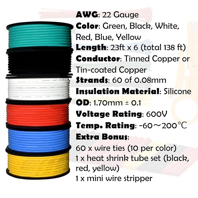Plusivo 30AWG Silicone Hookup Wire Kit