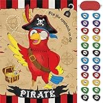 WERNNSAI Pin The Eye Patch on The Pirate - Kids Birthday Party Games Pirate Party Decorations for Kids Boys 28\'\' x 21\'\' Parrot Poster with 24 PCS Stickers Halloween Birthday Party Favor