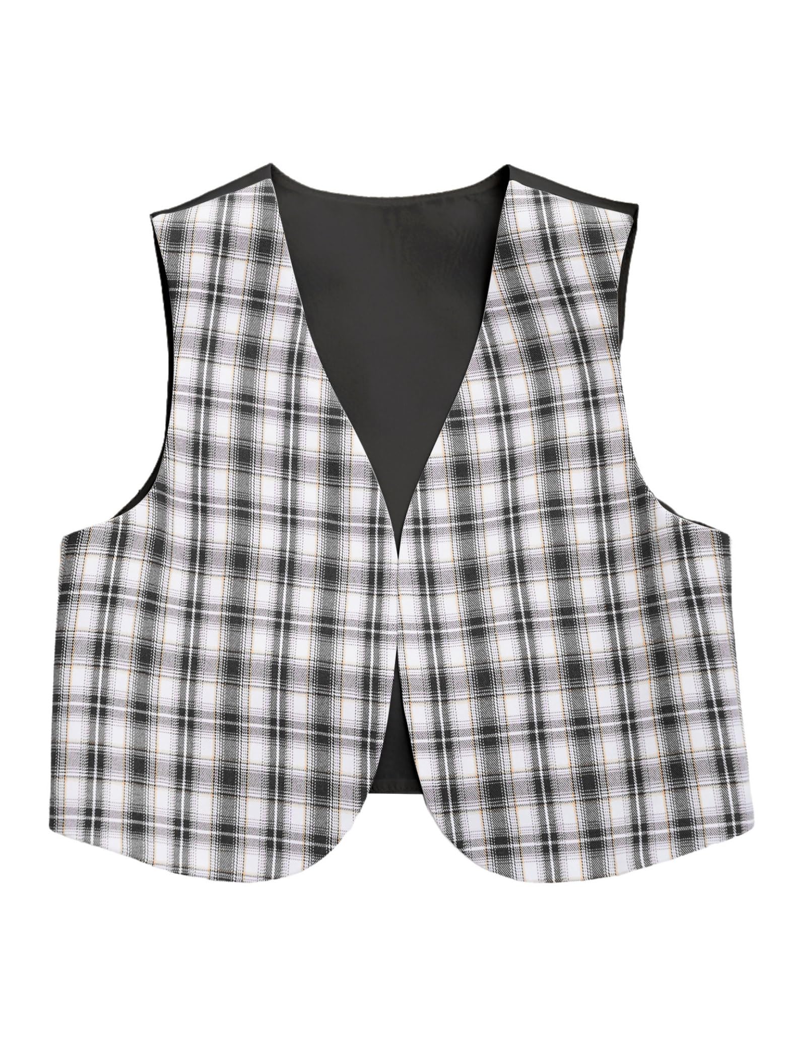 Linjinx Gilets Costume Enfant Fille Garçon Gilet Veston sans Manches à Carreaux Manteau Mariage Cérémonie Anniversaire Baptême Outwear 5-16 Ans