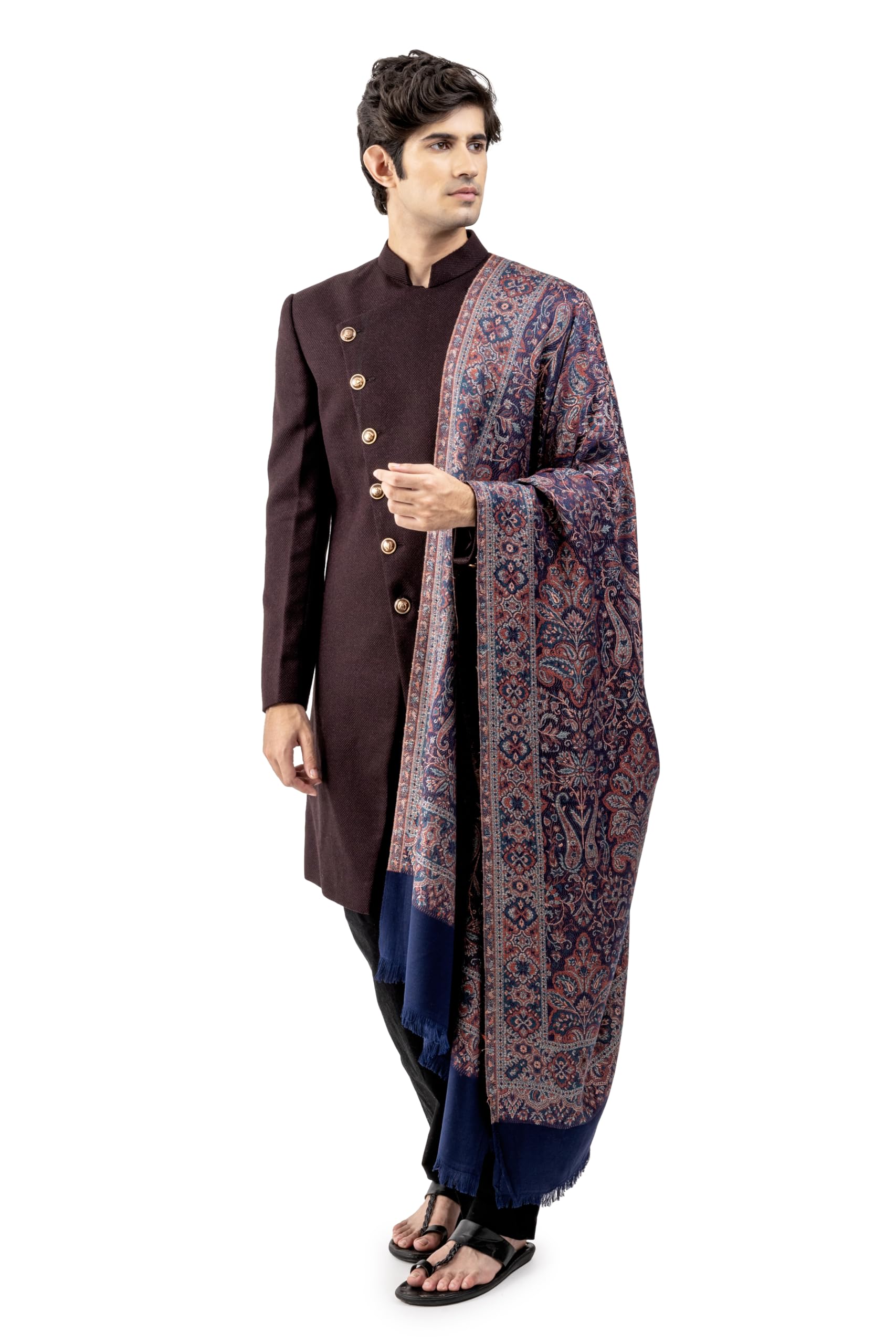 naureen Men Faux Pashmina Kashmiri Jamawar Shawl, Warm and Soft, 40x80 inch-picture-36