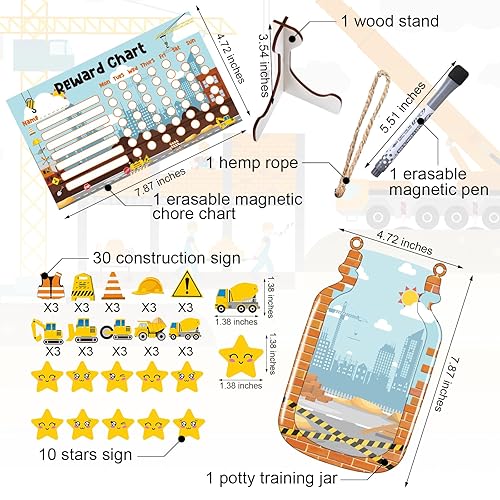 Miniatura 2 de Pasimy 45 tarros de recompensa para niños, tabla de recompensas de construcción, aula, tabla de tareas de entrenamiento para niños, tarro de