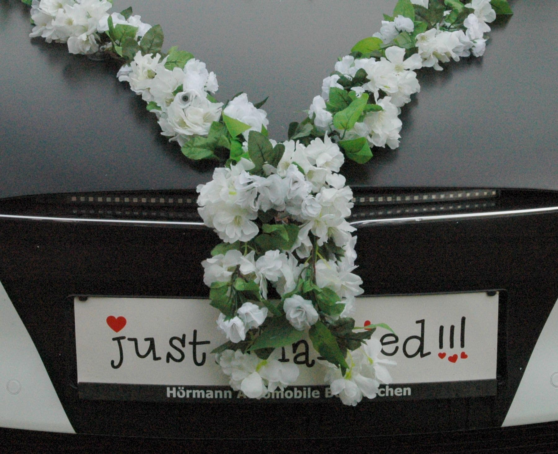MultiblUTIGE Guirlande de mariés avec roses orchidées et camélias Décoration de voiture Mariage Voiture Décoration de voiture (Blanc)