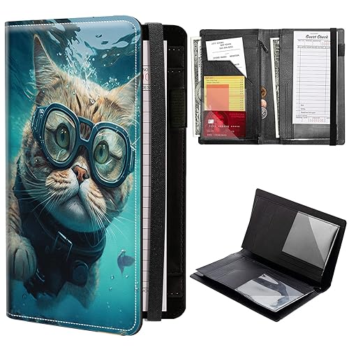 Miniatura 18 de Libros de calaveras para camarera, de piel sintética, con cierre de vendaje elástico, organizador con bolsillo con cremallera, 11 bolsillos