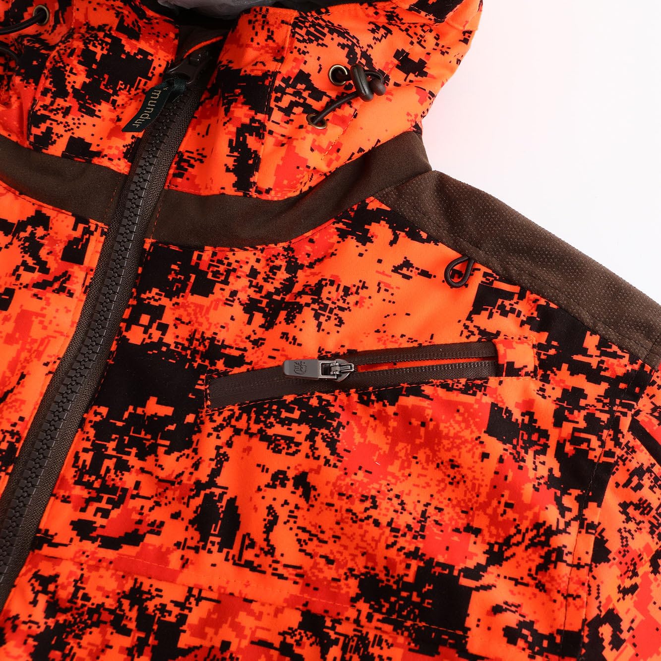 Chaqueta de caza camuflaje naranja resistente al viento y agua para hombre