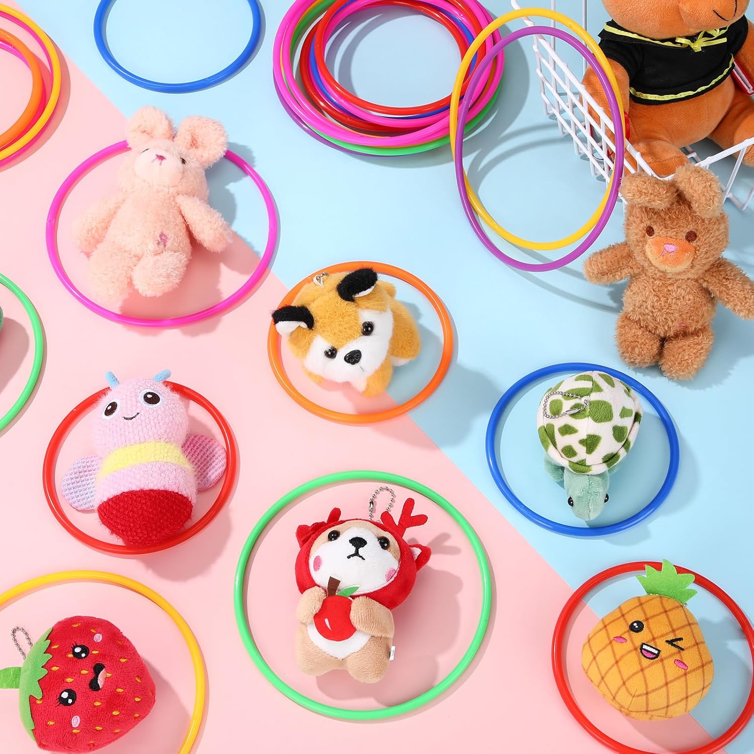 Leyndo 52 Pcs Ring Toss Game Set 12 Plastic Training Cones 40 Toss Rings for Carnival Party Backyard Indoor Outdoor Games