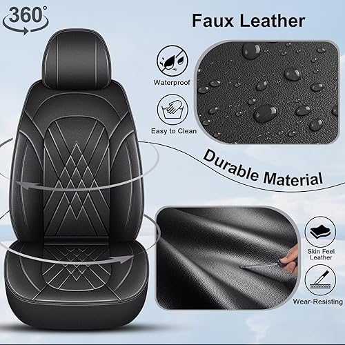 Miniatura 4 de YORKNEIC Fundas de asiento de automóvil para kia Optima 2002-2020  Juego de fundas de asiento de cuero impermeables para asientos delanteros