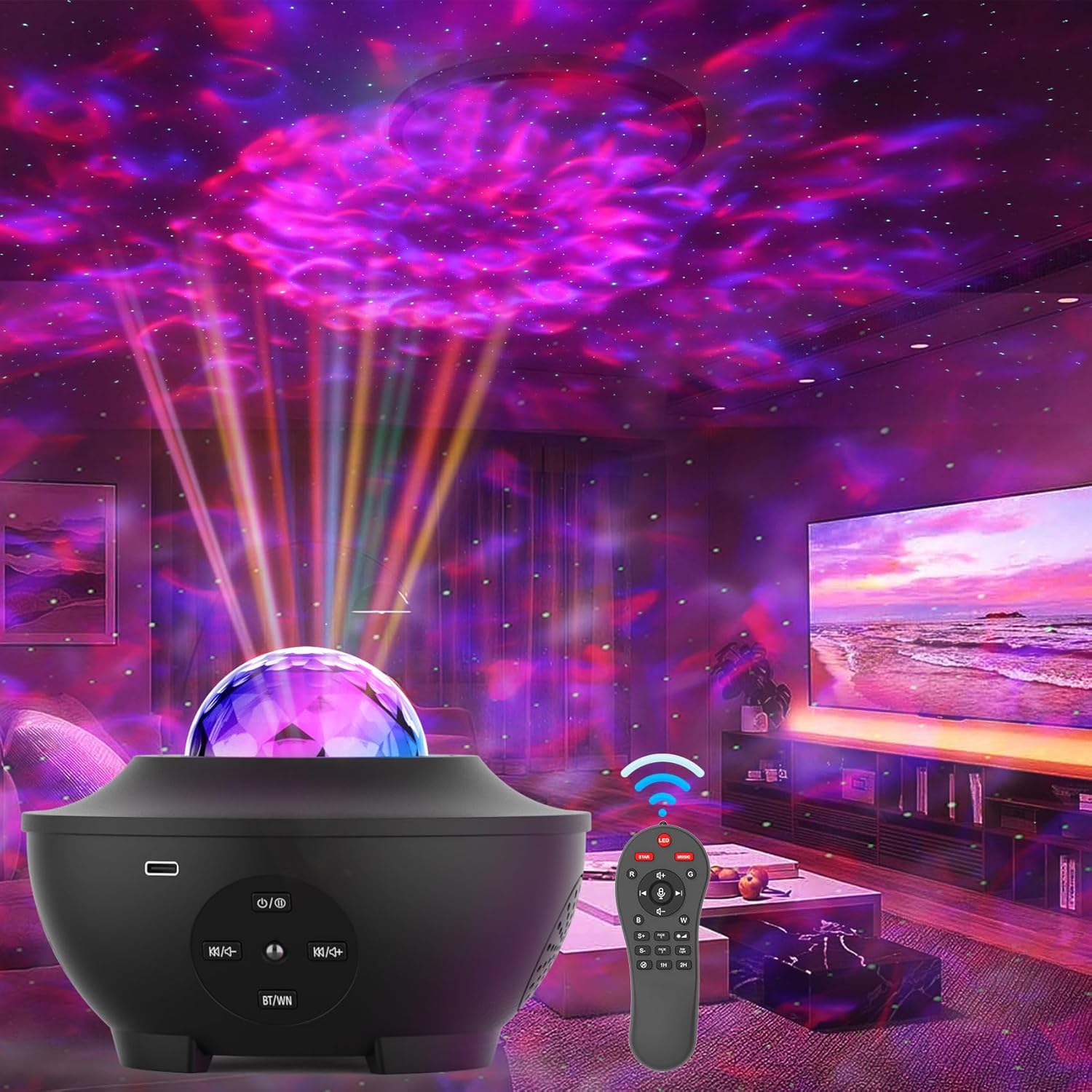 Galaxy Projector for Bedroom,Star Projector Night Light with White Noise, Bluetooth Speaker,Timer and Remote,Starry Nebula Ceiling LED Lamp for Kids Bedroom Decor,Gifts for Adults,Living Room Decor