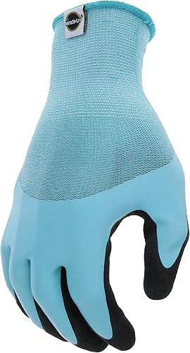 Miniatura 3 de Miracle-Gro MG30604 Guantes de agarre resistentes al agua - Guantes de látex planos de doble inmersión con muñeca de punto elástico