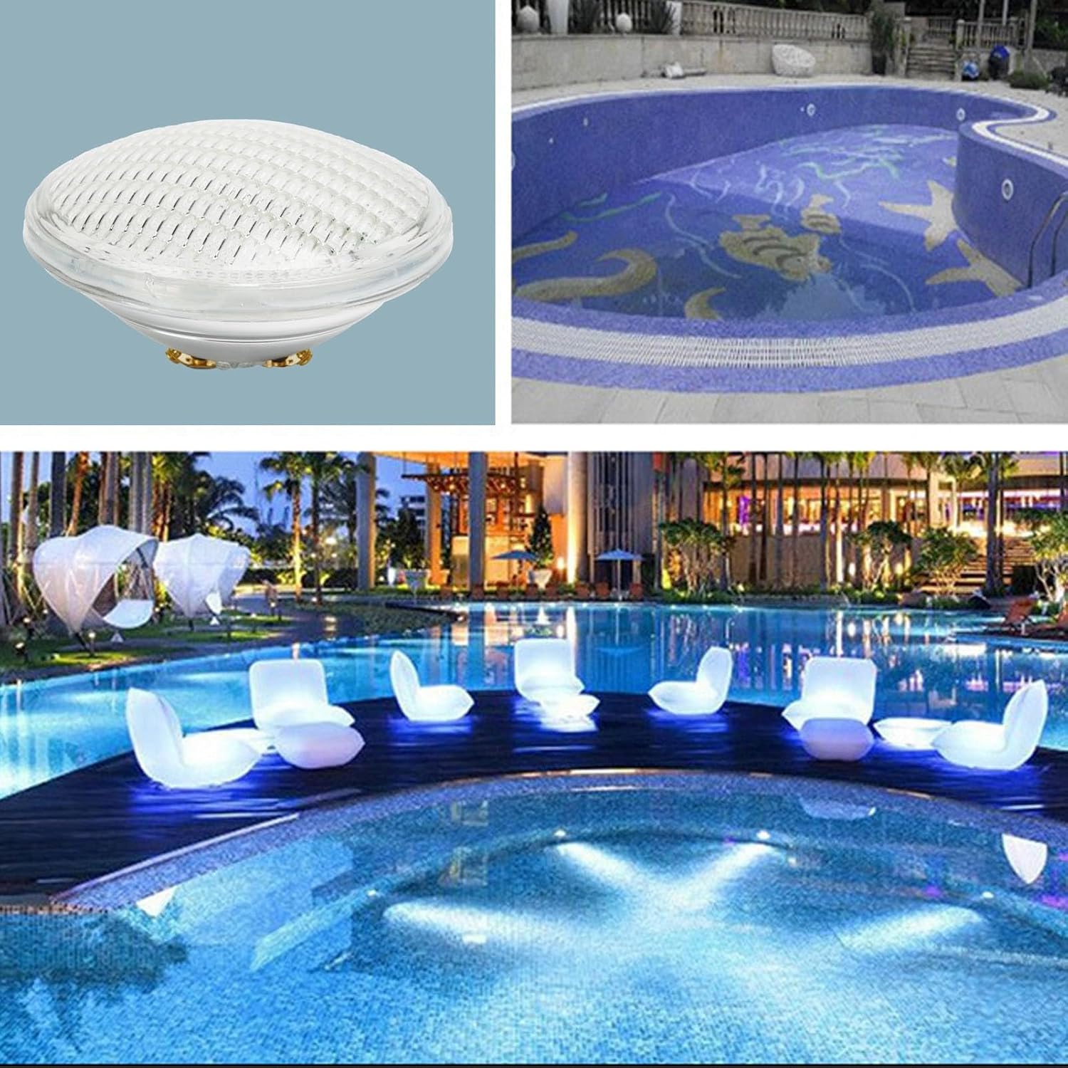 Garosa LED Swimming Pool Light 35W 12V RGB Underwater Lamp 3500LM Submersible Pool Light with Thickened Glass 18 Key Remote Controller for Inground Ponds Spas