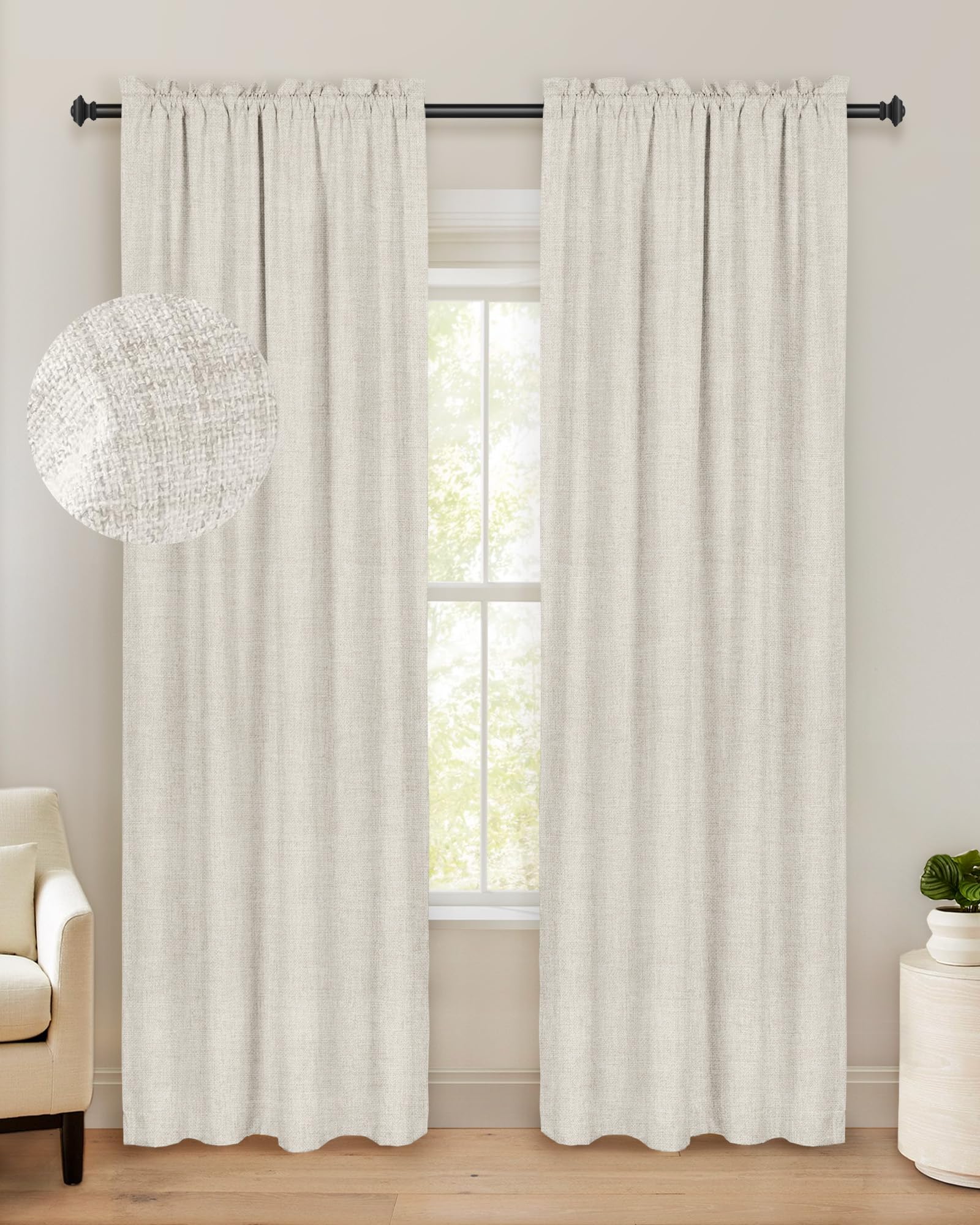 Deconovo Tende Oscuranti per Interni 2 Pezzi 175 CM Altezza, Termiche Isolanti, Anti-Rumore, con Anelli, Ideali per Camera da Letto e Soggiorno, 140x175 CM, Giallo