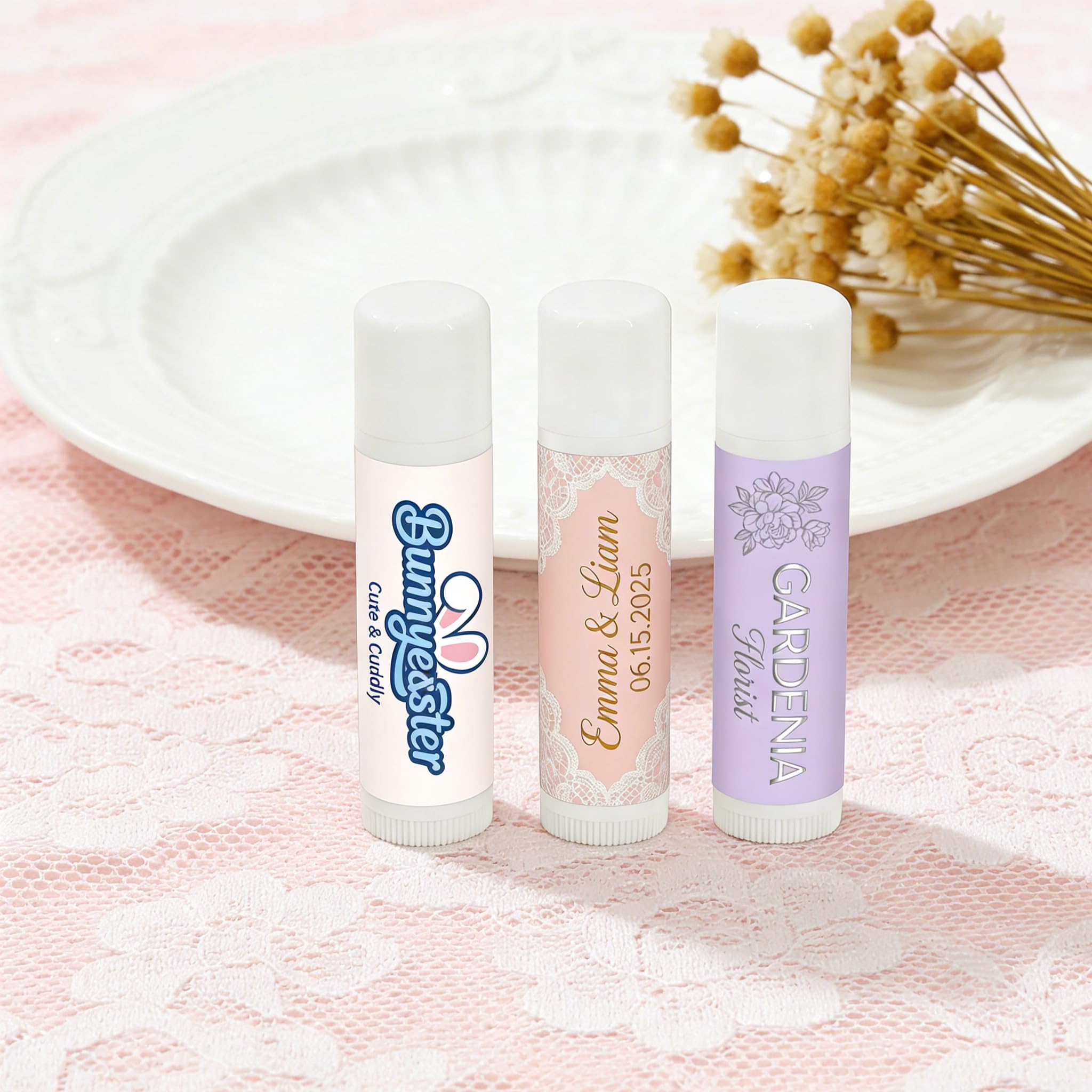 Kundenspezifischer Lippenbalsam mit Logo, personalisierte Chapstick-Werbeartikel, individueller Lippenbalsam mit Markenlogo für Business, Hochzeit & Party, Gastgeschenke, Firmenveranstaltungen (100