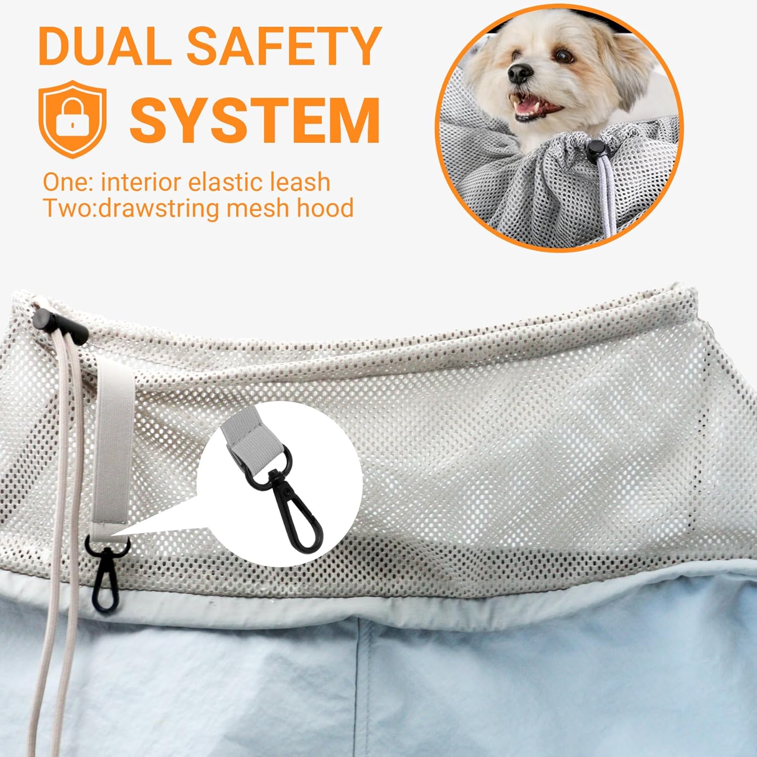 Small Dog Cat Sling Carrier - Soft Lightweight Fabric with Pockets for Shopping Convenience, Safety Harness Clips, Airline Check-in Approved,Comfortable Pet Carrier for Small Dogs Cats (Up to 19 lbs)