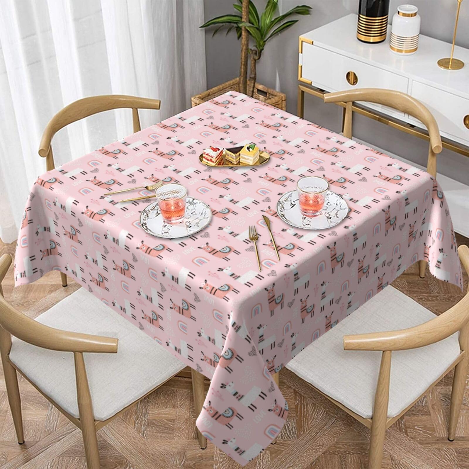 Nappe carrée lama facile à nettoyer imperméable pour table extérieure et cuisine 152 cm