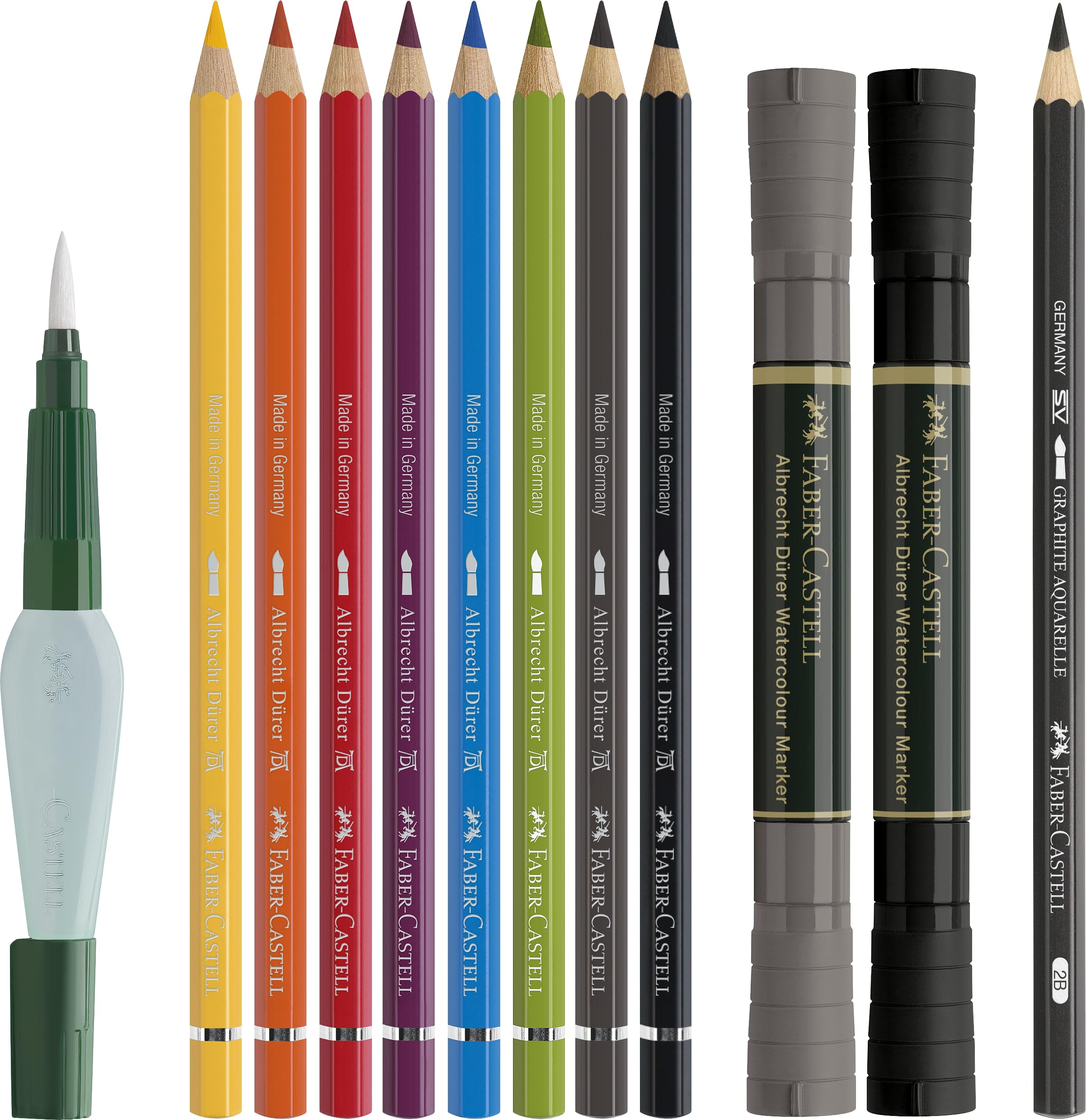 Faber-Castell Discovery Set Albrecht Durer Water Soluble Art Set, 12 Pieces, Artist Supplies, Watercolour Colouring Pencils, Watercolour Markers Pens, Water Brush, Artist Set, Home, School, Art Studio - Image 4